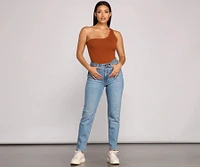Stylish Basic One-Shoulder Bodysuit