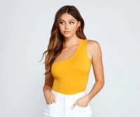 Stylish Basic One-Shoulder Bodysuit