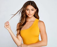 Stylish Basic One-Shoulder Bodysuit