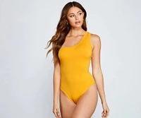 Stylish Basic One-Shoulder Bodysuit