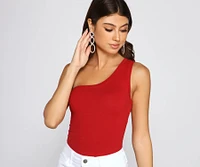 Stylish Basic One-Shoulder Bodysuit