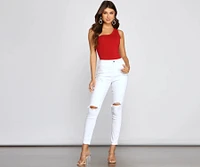 Stylish Basic One-Shoulder Bodysuit