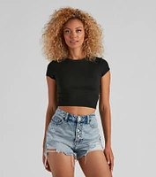 Casual Must-Have Crew Neck Crop Top