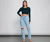 Go With It Ribbed Knit Crop Top