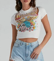 American Motorcycle Graphic Distressed Top