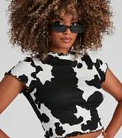 Trendy Chic Cow Print Top