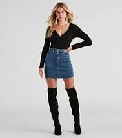Casual Ribbed Knit Henley Bodysuit