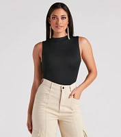 Smooth Silhouette Mock Neck Bodysuit