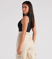 Smooth Silhouette Mock Neck Bodysuit