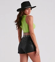 Fringe Benefits High Neck Crop Top