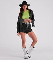 Fringe Benefits High Neck Crop Top