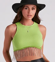 Fringe Benefits High Neck Crop Top