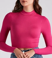 Hit The Basics Mock Neck Crop Top