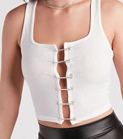 Make It Pop Rhinestone Safety Pin Tank Top