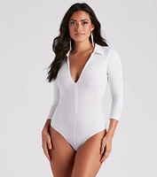 Casual Trendsetter Henley Bodysuit