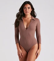 Casual Trendsetter Henley Bodysuit