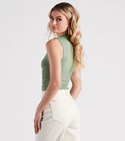 Smooth Silhouette Mock Neck Top