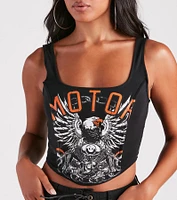Edgy Vibes Eagle Graphic Cropped Tank