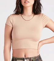 Casual Must-Have Crew Neck Crop Top