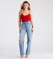 Turn Up The Heat Strappy Rib Knit Bodysuit