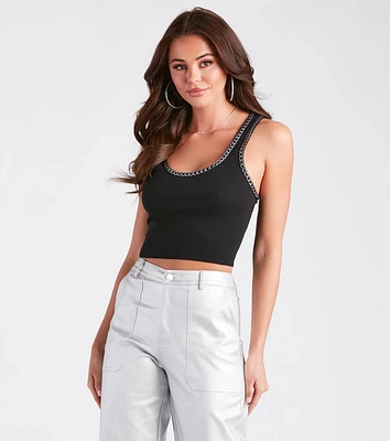 Edgy Basic Chain Trim Tank Top