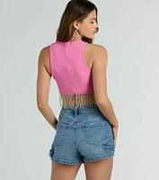 Fringe Benefits High Neck Crop Top
