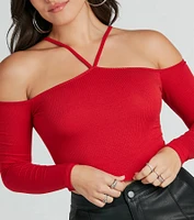 Trendy Perfection Halter Off-The-Shoulder Top