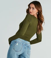 Instant Sensation Surplice Long Sleeve Crop Top