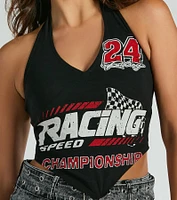 Championship Racing Halter Graphic Crop Top