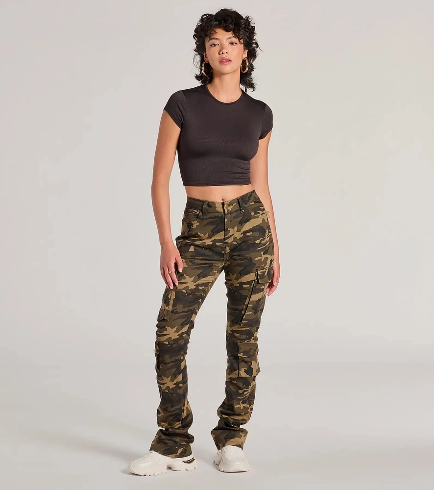 Trendy Cutie Lace-Up Ribbed Smooth Knit Crop Top