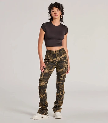 Trendy Cutie Lace-Up Ribbed Smooth Knit Crop Top