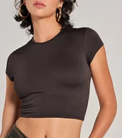 Trendy Cutie Lace-Up Ribbed Smooth Knit Crop Top
