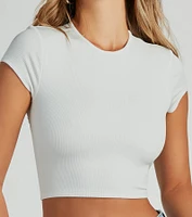 Trendy Cutie Lace-Up Ribbed Smooth Knit Crop Top
