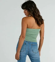 Easy Attention Strapless Slit Crop Top