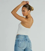 Easy Attention Strapless Slit Crop Top