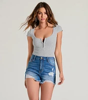 Trendy Vibe Hook And Eye Ribbed Knit Bodysuit