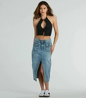 Trendy With A Twist Halter Keyhole Crop Top