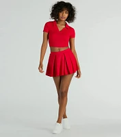 Game Set Collar Short Sleeve Crop Top