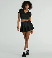 Game Set Collar Short Sleeve Crop Top