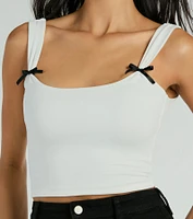 Adorable Icon Scoop Neck Bow Crop Top