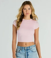 Effortless Style Short Sleeve Ribbed Knit Crop Top