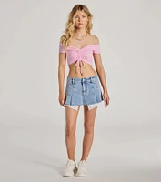 Sweet One Off-The-Shoulder Crop Top