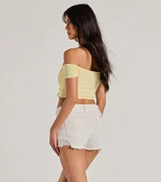 Sweet One Off-The-Shoulder Crop Top