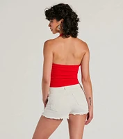 Mood For Love Lace Trim Halter Crop Top