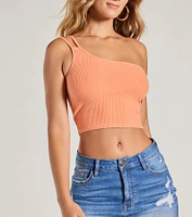 Confident Flirty Strappy One-Shoulder Crop Top