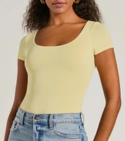 Smooth Silhouette Scoop Neck Short Sleeve Bodysuit