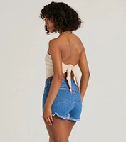 Whiskey Social Club Strapless Graphic Crop Top