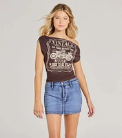 Born To Be Wild Off-Shoulder Graphic Crop Top