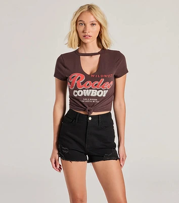 Rodeo Cowboy Cutout Crop Graphic Tee