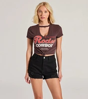 Rodeo Cowboy Cutout Crop Graphic Tee